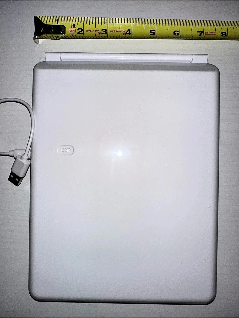Portable Folding Chargeable LED Makeup Mirror White 3 Color Settings EUC
